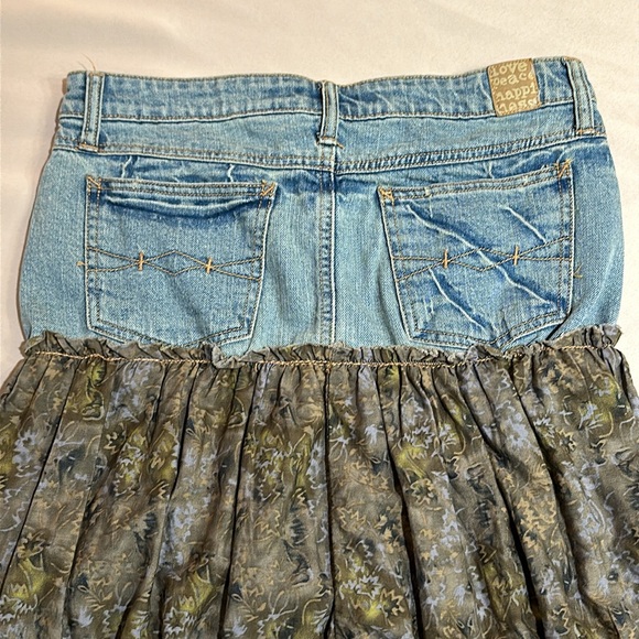 Mudd Jeans  Boho Tiered Denim and Floral Cotton Ruffle Skirt - Picture 7 of 10